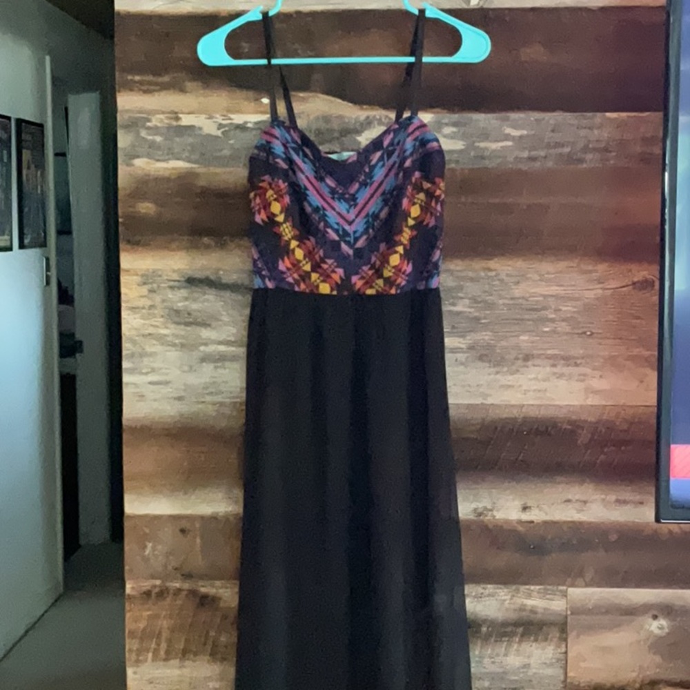 Multicolor Aztec Print Strappy Maxi Dress